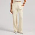 High-waisted cream wide-leg sweatpants for women, comfortable straight-cut lounge pants - XS / Bottoms / Beige