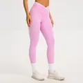 Leggings da yoga incrociati a vita alta in rosa con bordo bianco a contrasto - Taglia S / Pantaloni e gonne / rosa ciliegia