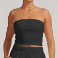 Premium women's black strapless tube top, ideal for yoga and athletic fitness wear - XS / Tops / Black