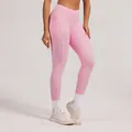 Rosa High Waist Yoga-Leggings mit weißen Kontrastnähten für Damen Sport und Fitness - S / Unterteile / Kirschblütenrosa