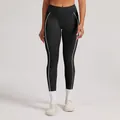 Schwarze Yoga-Leggings für Damen mit weißen Kontrastnähten für Fitness und Laufen - S / Unterteile / Premium Schwarz