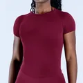 T-shirt de fitness bordeaux sans couture à séchage rapide pour le yoga et le sport - XS / Hauts / Nouvelle Baie d'Hiver