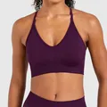 Deep purple seamless yoga bra with double straps designed for high-intensity workouts - XS / Tops / Midnight Purple