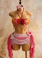 Detail view of colorful beaded butterfly bra with waist chain and floral accents. - One Size / Tops / Multicolor