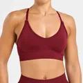 High-intensity burgundy seamless yoga sports bra with thin straps and quick-dry fabric - XS / Tops / Autumn Red
