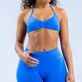 Helderblauwe naadloze yogaset met bh en legging voor fitness en sportieve training - XS / Boven- En Onderstuk / Elektrisch Blauw