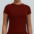 Seamless quick-dry fitness T-shirt in deep burgundy, slim fit and moisture-wicking - Burgundy