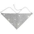 Dettaglio di alta qualità della maschera a bandana in rete di strass argento per rave e feste - Argento