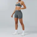 Grey and white contrast yoga set with racerback sports bra and tight shorts for women fitness - XS / Top And Bottom / Camisole Bra Graphite Gray + Shorts Graphite Gray