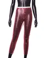 Sexy pink fishnet leggings with sparkling rhinestones for stage performance and fashion - One Size / Extra Long Bottom / Fluorescent Rose Red