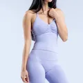 Seamless lavender yoga set with halter top and high waist leggings for fitness gym - XS / Top And Bottom / Light Purple