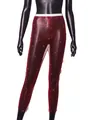 Leggings sexys de malla roja con pedrería para escenario y eventos de fiesta noche - Talla única / Parte Inferior Extra Larga / Rojo Rosa Oscuro