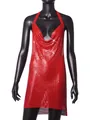 Close-up of a glamorous red metallic sequin halter dress with shimmering mesh texture - S / Red