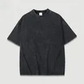 Vintage βαμβακερό t-shirt με acid wash εφέ σε σκούρο ανθρακί χρώμα μπλούζα γκρι. - S / Tops / Ξεπλυμένο Μαύρο