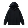 Premium heavyweight black pure cotton zip-up hoodie with hood and front pockets for men - S / Tops / Black
