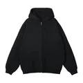 Sudadera con capucha y cremallera negra de 420g para hombre en estilo urbano casual - M / Tops / Negro