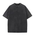 Premium oversized βαρύ βαμβακερό t-shirt με vintage acid wash φινίρισμα σε γκρι ανθρακί - S / Tops / Ξεπλυμένο Μαύρο