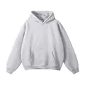 Premium 420g heavyweight cotton grey hooded pullover sweatshirt with kangaroo pocket - S / Tops / Marl Grey