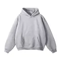 Premium heavyweight 460g light grey oversized pullover hoodie with front kangaroo pocket - M / Tops / Marl Grey