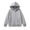 Premium heavyweight grey pure cotton terry zip-up hoodie with front kangaroo pocket - S / Tops / Marl Grey