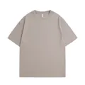 Premium heavyweight 300g combed cotton loose fit short sleeve t-shirt in khaki grey color - Birch Color