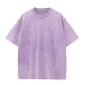 Βαρύ μωβ βαμβακερό μπλουζάκι acid wash με oversized εφαρμογή και vintage στυλ δρόμου. - S / Tops / Μωβ