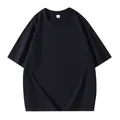 Classic heavyweight black cotton t-shirt for men with a relaxed crew neck fit. - Black