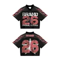 Maillot de basket-ball en mesh noir avec motif de flamme rouge et imprimé numéro 26 - S / Flamme N°26 Imprimé Haut et Bas (Style Personnalisé 5)