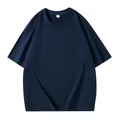 Classic heavyweight pure cotton navy blue short-sleeved t-shirt in variant display - Navy Blue