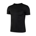 Camiseta deportiva negra transpirable de secado rápido para hombre, manga corta y cuello redondo - S / Tops / Negro