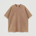 Vintage washed brown 270g heavy cotton T-shirt for men in relaxed fit - S / Tops / Coffee