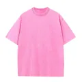 T-shirt en coton délavé rose oversize pour homme, style urbain vintage de qualité - S / Hauts / Rose rouge
