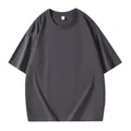 Premium heavyweight pure cotton short-sleeved T-shirt in solid dark grey for men - Dark Night Gray