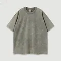 Premium vintage washed grey oversized cotton T-shirt with heavy 270g fabric weight - S / Tops / Army Green