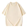 Classic heavyweight 260g pure cotton men's short sleeve t-shirt in cream off-white color - Beige Apricot