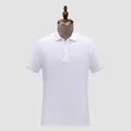 Classic white short-sleeved polo shirt in breathable pique cotton fabric - White