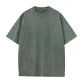 T-shirt uomo oversize in cotone lavato 230G stile street vintage di alta qualità d'uso - Verde militare