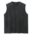 Men's vintage washed charcoal 230g cotton tank top in acid black finish - S / Tops / Washed Black