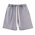 High-quality men's grey acid washed cotton shorts featuring elastic drawstring waist - S / Bottoms / Washed Grey