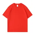 Classic solid red 180g pure cotton kids short sleeve t-shirt with comfortable crew neck - 110 / Tops / Red