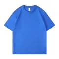 Premium 180g pure cotton solid bright blue short sleeve crew neck T-shirt for boys - 110 / Tops / Sapphire Blue