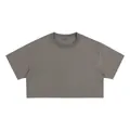 Minimalistisches dunkelgraues Crop-T-Shirt aus reiner Baumwolle für Damen kurzarm - M / Oberteile / Mittelgrau