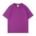 Pure cotton purple children's short sleeve t-shirt, 180g breathable fabric for kids - 110 / Tops / Purple