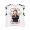 Custom men's white sleeveless t-shirt with spikes and blindfolded angel graphic - M / Angel Studded Top / White