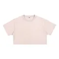 Einfarbiges beige 210g Baumwolle Crop Top T-Shirt für Damen mit minimalistischem Rundhals - M / Oberteile / Weizen