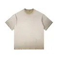 T-shirt pour homme en coton délavé beige de style vintage avec coupe oversize - S / Hauts / Kaki Dégradé