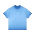 T-shirt vintage en coton délavé bleu clair avec col rond classique et manches courtes. - S / Hauts / Bleu Saphir Dégradé