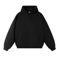 Heavyweight 400g black French Terry pullover hoodie in a relaxed oversized EU fit - S / Tops / Black