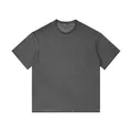 T-shirt premium gris foncé délavé vintage, coupe décontractée en coton doux - S / Hauts / Dégradé Noir