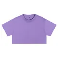 Lavendelfarbenes bauchfreies Damen-Kurzarm-T-Shirt aus hochwertiger reiner Baumwolle - M / Oberteile / Taroviolett